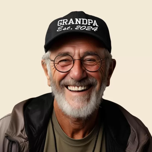 DALIX New Grandpa Hat Est 2024 Fun Gift Embroidered Dad Hat Cotton Cap