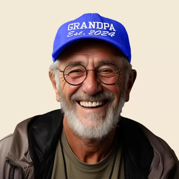 DALIX New Grandpa Hat Est 2024 Fun Gift Embroidered Dad Hat Cotton Cap