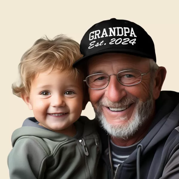DALIX New Grandpa Hat Est 2024 Fun Gift Embroidered Dad Hat Cotton Cap