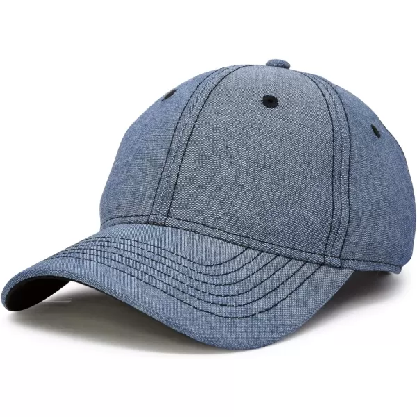 DALIX Premium Baseball Cap Structured Dad Hat Medium Crown Chambray