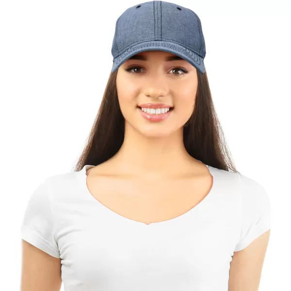 DALIX Premium Baseball Cap Structured Dad Hat Medium Crown Chambray