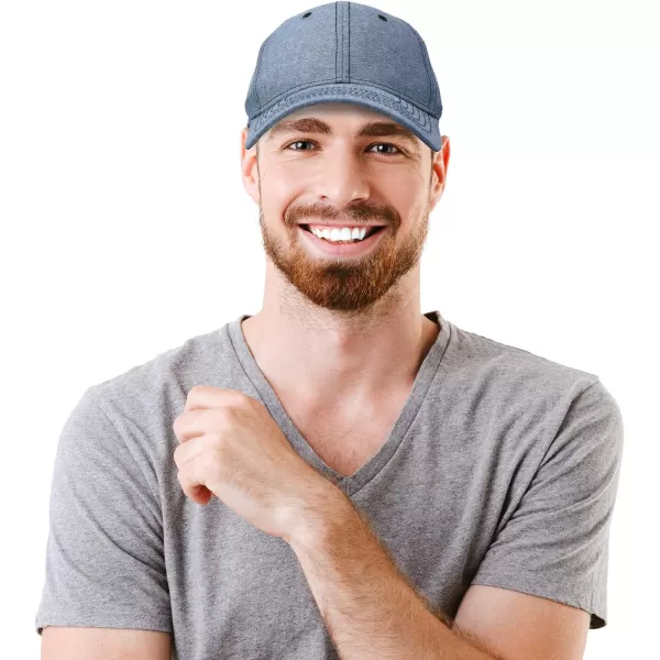 DALIX Premium Baseball Cap Structured Dad Hat Medium Crown Chambray