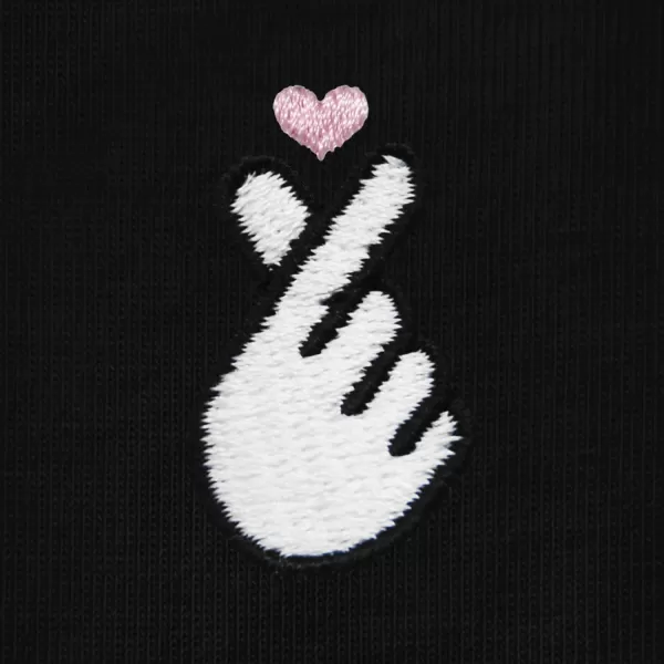 DALIX Snap Heart Embroidered Cotton Relaxed Fit Flowy Short Sleeve Crewneck Tee Shirt Womens