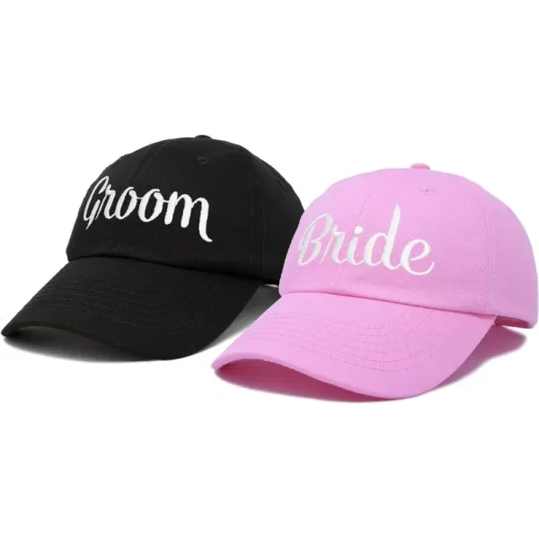 DALIX Bride Groom Dad Hats Baseball Caps Newlywed Wedding Party Gift