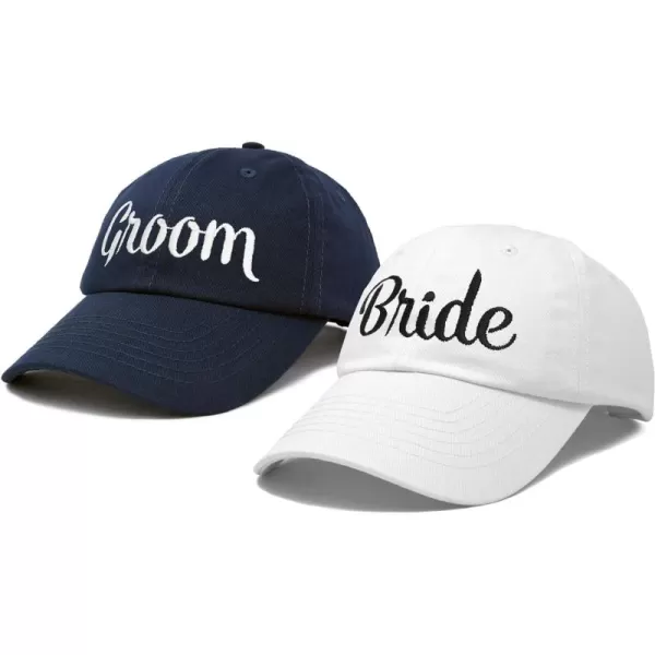 DALIX Bride Groom Dad Hats Baseball Caps Newlywed Wedding Party Gift