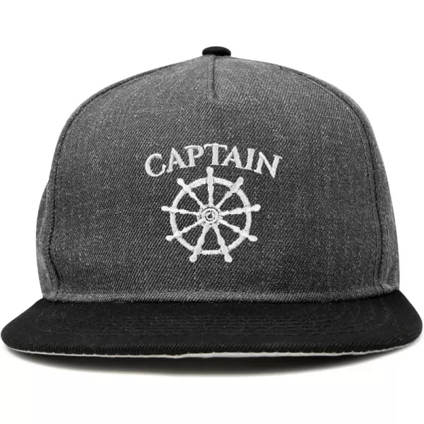 DALIX Captain Snapback Flat Bill Baseball Hat Embroidered Cap Mens
