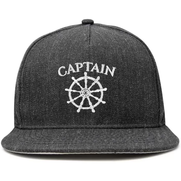 DALIX Captain Snapback Flat Bill Baseball Hat Embroidered Cap Mens