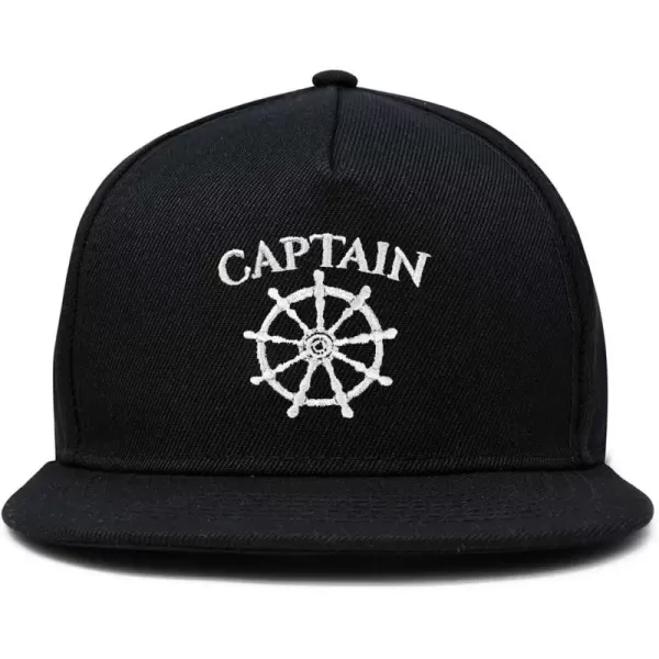 DALIX Captain Snapback Flat Bill Baseball Hat Embroidered Cap Mens