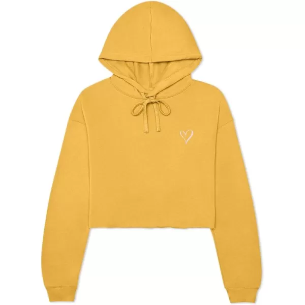 DALIX Heart Embroidered Fleece Cropped Hoodie Cold Fall Winter Women