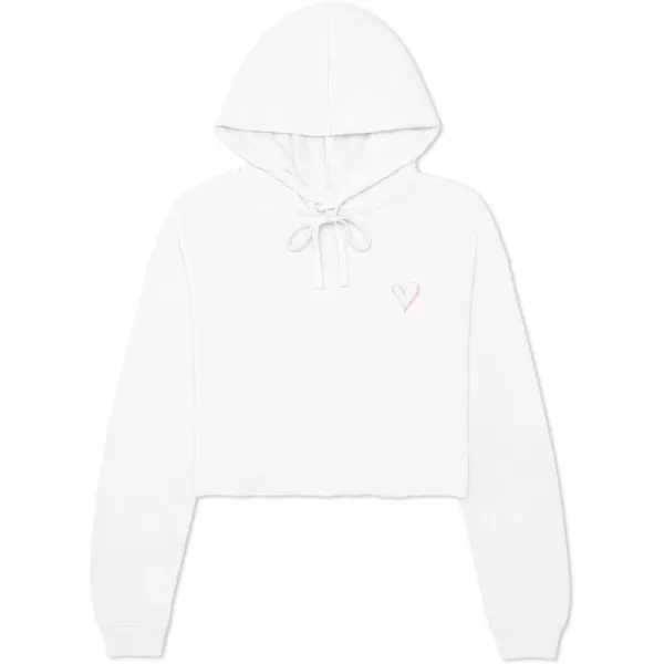 DALIX Heart Embroidered Fleece Cropped Hoodie Cold Fall Winter Women