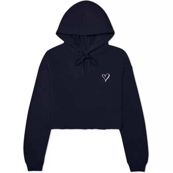 DALIX Heart Embroidered Fleece Cropped Hoodie Cold Fall Winter Women