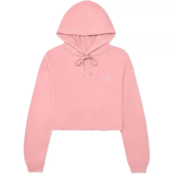DALIX Heart Embroidered Fleece Cropped Hoodie Cold Fall Winter Women