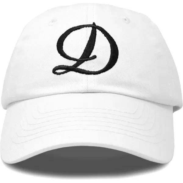 DALIX Initial Hat Letter D Womens Baseball Cap Monogram Cursive Embroider