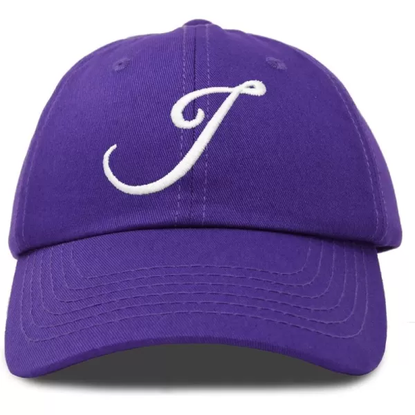 DALIX Initial Hat Letter J Womens Baseball Cap Monogram Cursive Embroider