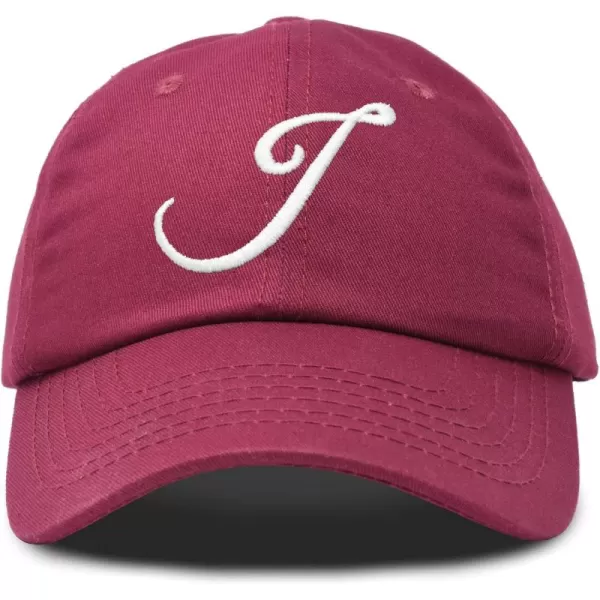 DALIX Initial Hat Letter J Womens Baseball Cap Monogram Cursive Embroider