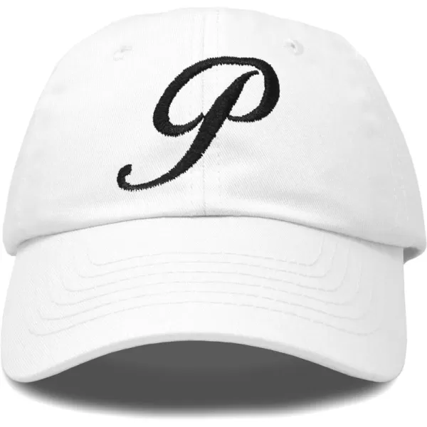 DALIX Initial Hat Letter P Womens Baseball Cap Monogram Cursive Embroider