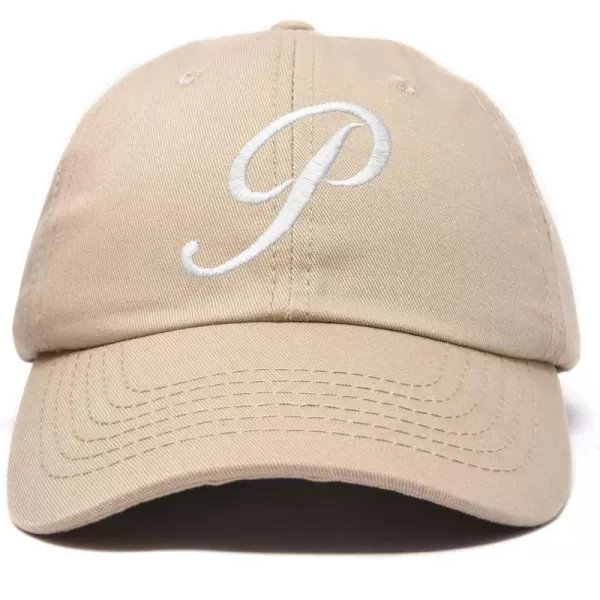 DALIX Initial Hat Letter P Womens Baseball Cap Monogram Cursive Embroider