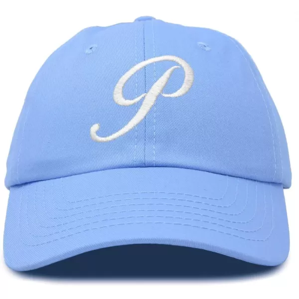 DALIX Initial Hat Letter P Womens Baseball Cap Monogram Cursive Embroider