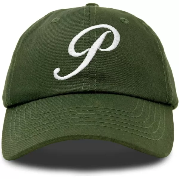 DALIX Initial Hat Letter P Womens Baseball Cap Monogram Cursive Embroider