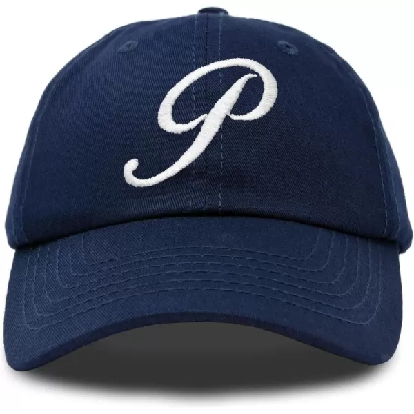 DALIX Initial Hat Letter P Womens Baseball Cap Monogram Cursive Embroider