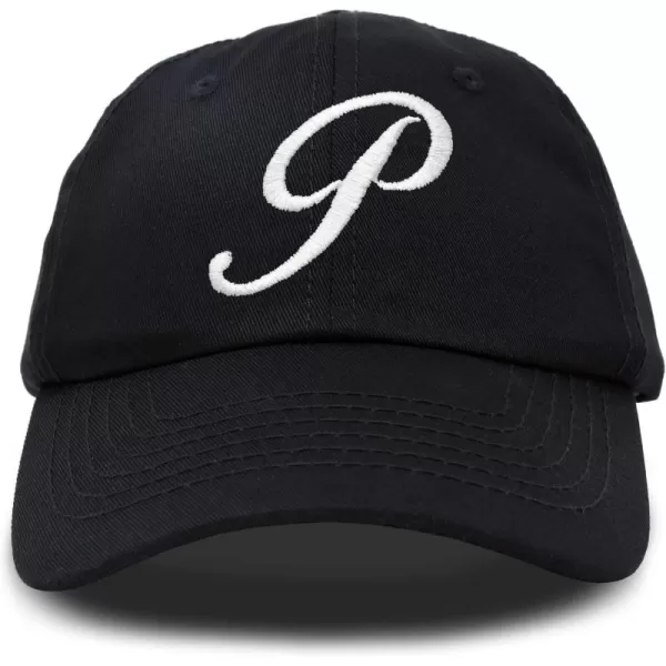 DALIX Initial Hat Letter P Womens Baseball Cap Monogram Cursive Embroider