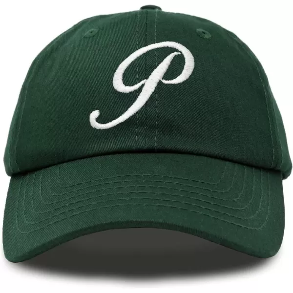 DALIX Initial Hat Letter P Womens Baseball Cap Monogram Cursive Embroider