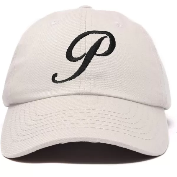 DALIX Initial Hat Letter P Womens Baseball Cap Monogram Cursive Embroider