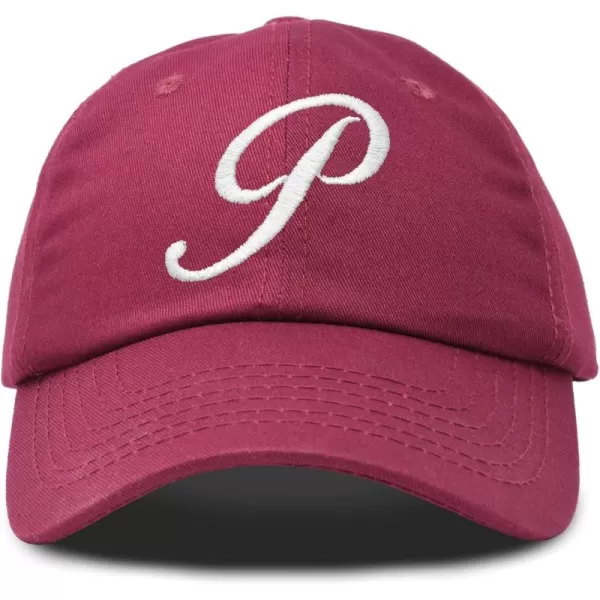 DALIX Initial Hat Letter P Womens Baseball Cap Monogram Cursive Embroider