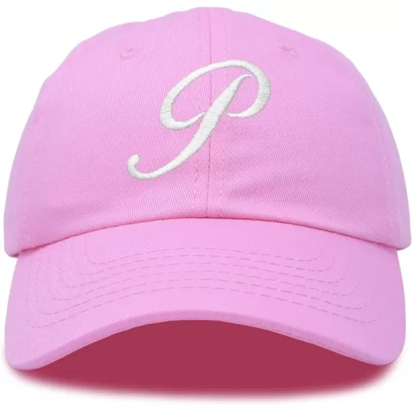 DALIX Initial Hat Letter P Womens Baseball Cap Monogram Cursive Embroider