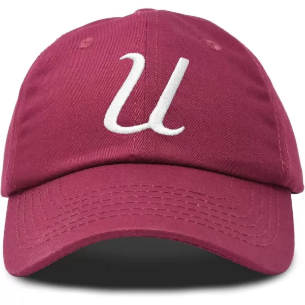 DALIX Initial Hat Letter U Womens Baseball Cap Monogram Cursive Embroider