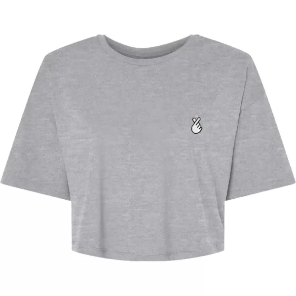 DALIX Snap Heart Embroidered Cotton Relaxed Fit Flowy Short Sleeve Crewneck Tee Shirt Womens