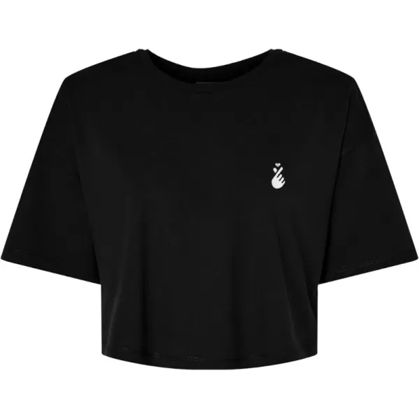 DALIX Snap Heart Embroidered Cotton Relaxed Fit Flowy Short Sleeve Crewneck Tee Shirt Womens