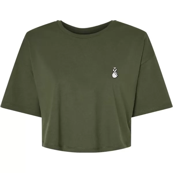 DALIX Snap Heart Embroidered Cotton Relaxed Fit Flowy Short Sleeve Crewneck Tee Shirt Womens