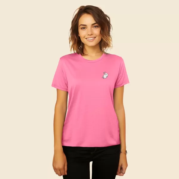 DALIX Heartly Ghost Embroidered Cotton Relaxed Fit Short Sleeve Crewneck Tee Shirt Women