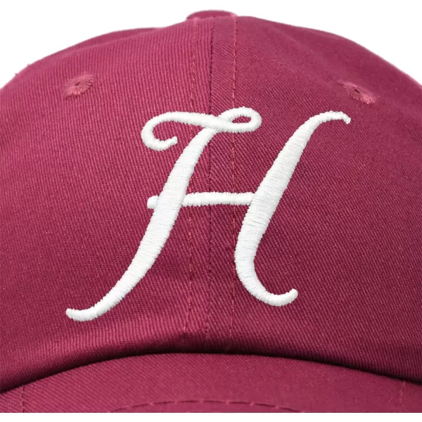 DALIX Initial Hat Letter H Womens Baseball Cap Monogram Cursive Embroider