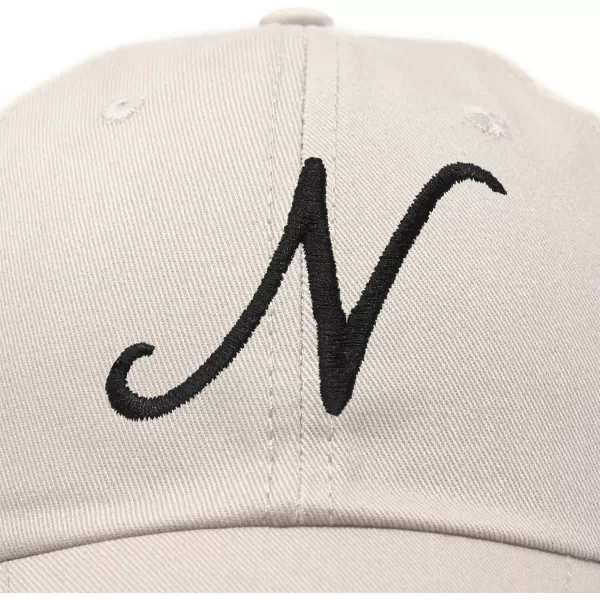 DALIX Initial Hat Letter N Womens Baseball Cap Monogram Cursive Embroider