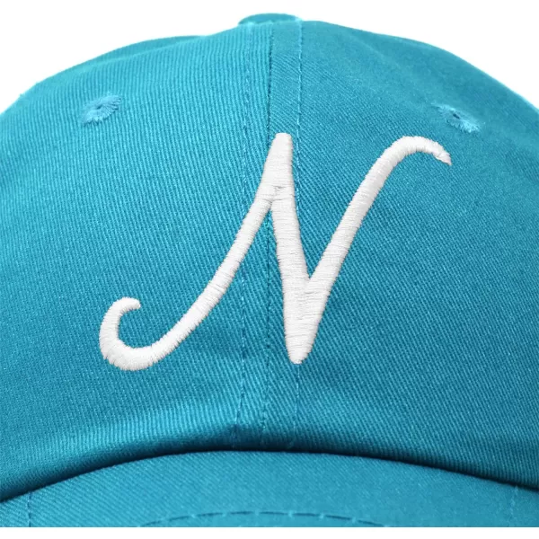 DALIX Initial Hat Letter N Womens Baseball Cap Monogram Cursive Embroider