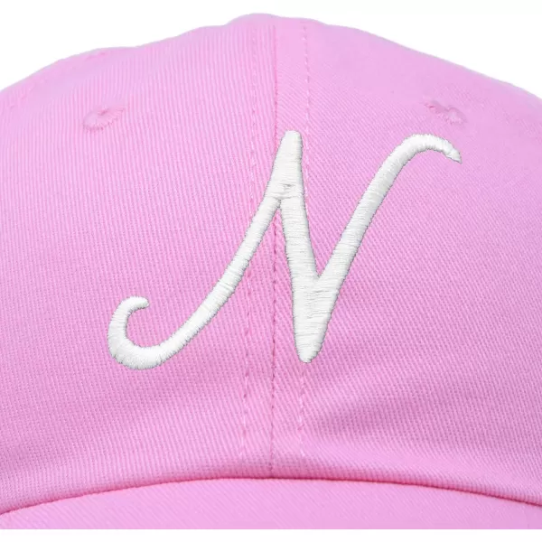 DALIX Initial Hat Letter N Womens Baseball Cap Monogram Cursive Embroider