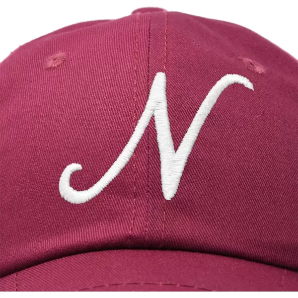 DALIX Initial Hat Letter N Womens Baseball Cap Monogram Cursive Embroider