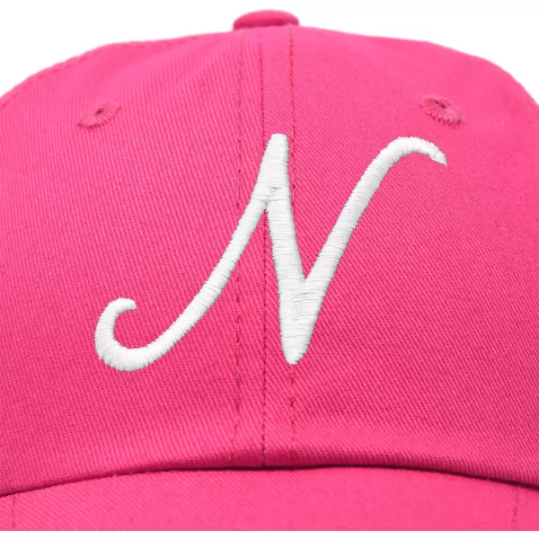 DALIX Initial Hat Letter N Womens Baseball Cap Monogram Cursive Embroider
