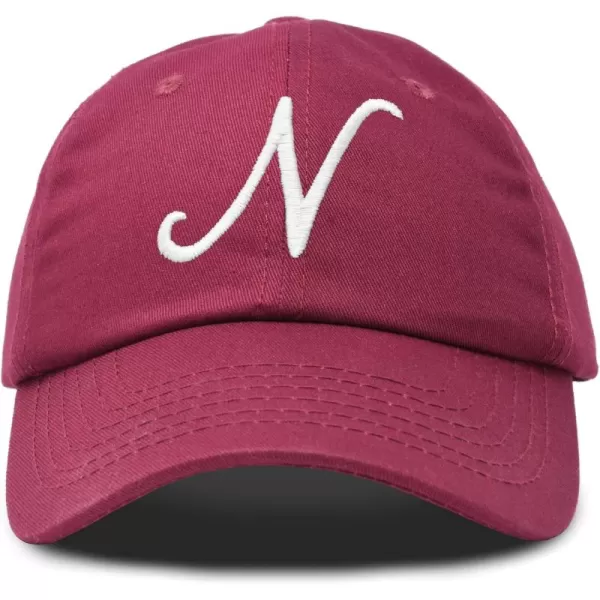 DALIX Initial Hat Letter N Womens Baseball Cap Monogram Cursive Embroider