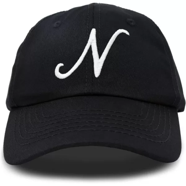 DALIX Initial Hat Letter N Womens Baseball Cap Monogram Cursive Embroider
