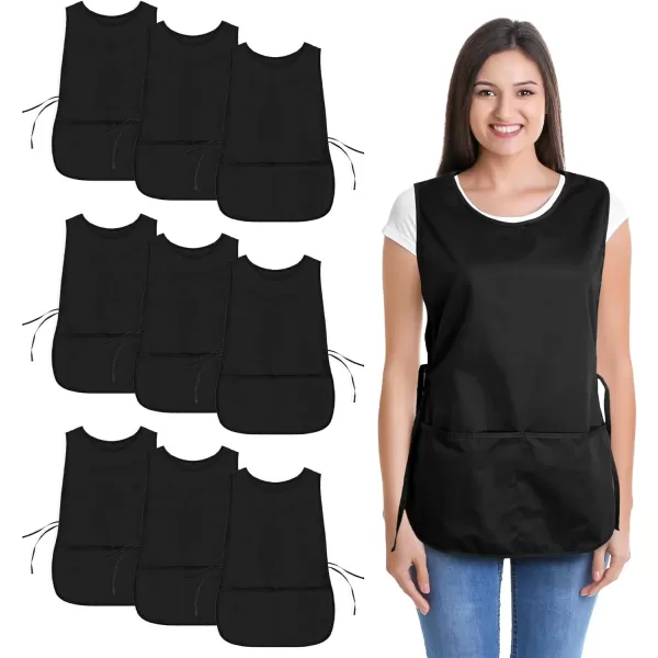 DALIX Cobbler Apron 2 Pockets Smock Regular 28.5" x 18.5" Poly Cotton Black White