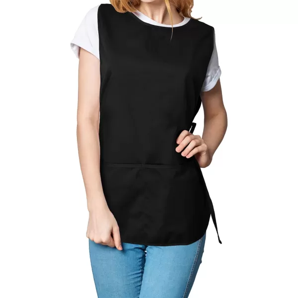 DALIX Cobbler Apron 2 Pockets Smock Regular 28.5" x 18.5" Poly Cotton Black White