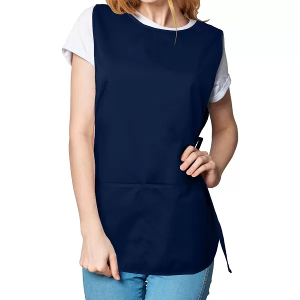 DALIX Cobbler Apron 2 Pockets Smock Regular 28.5" x 18.5" Poly Cotton Black White