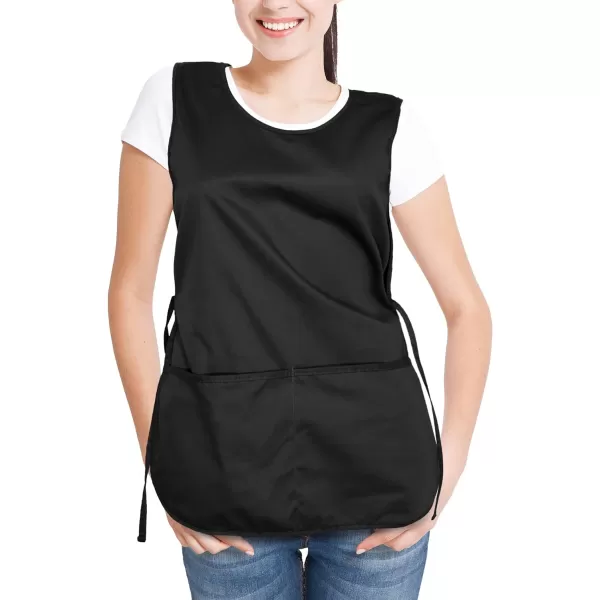 DALIX Cobbler Apron 2 Pockets Smock Regular 28.5" x 18.5" Poly Cotton Black White