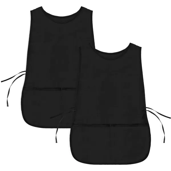 DALIX Cobbler Apron 2 Pockets Smock Regular 28.5" x 18.5" Poly Cotton Black White