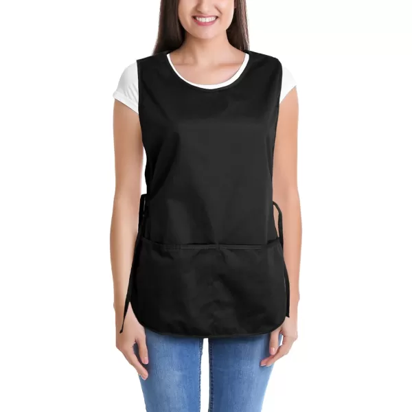 DALIX Cobbler Apron 2 Pockets Smock Regular 28.5" x 18.5" Poly Cotton Black White