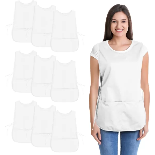DALIX Cobbler Apron 2 Pockets Smock Regular 28.5" x 18.5" Poly Cotton Black White