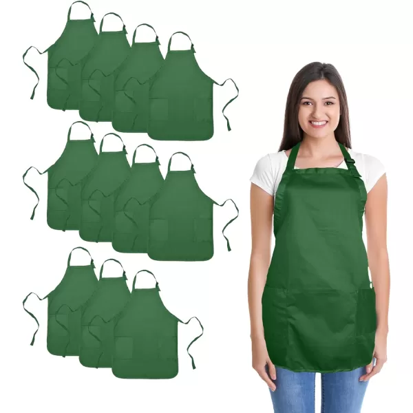 DALIX Apron Commercial Restaurant Home Bib Spun Poly Cotton Kitchen Aprons 
